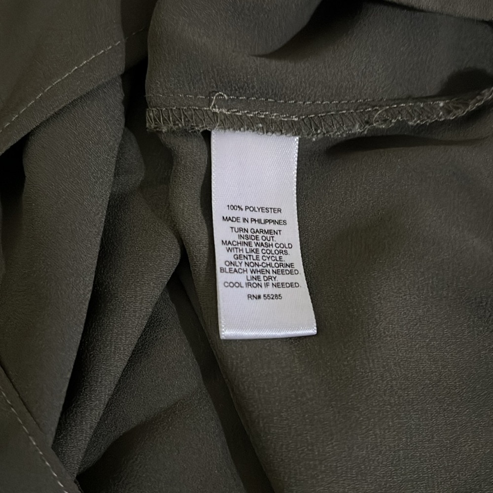 Olive Green V Neck Button Down Express Blouse - image 3